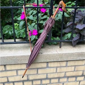 Maud Frizon Paris Vintage Rare Shoe Handle Umbrella Parasol ☂️🌺🌺🥰 with Strap.